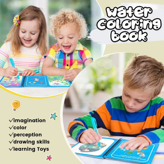 Magic Water Coloring Book for Toddlers - Reusable Water Painting Book with Pen (Random Design)