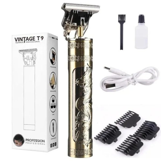 🔱 Vintage T9 Metal Body Hair Trimmer(men) – Dragon Design (Golden)